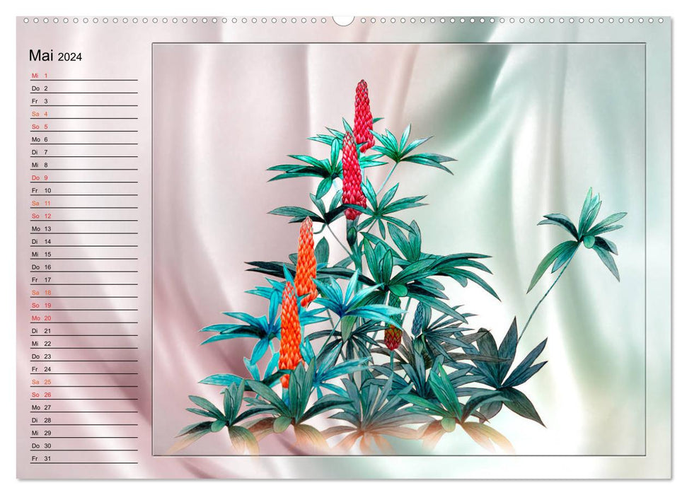 Dessins de fleurs (Calendrier mural CALVENDO Premium 2024) 