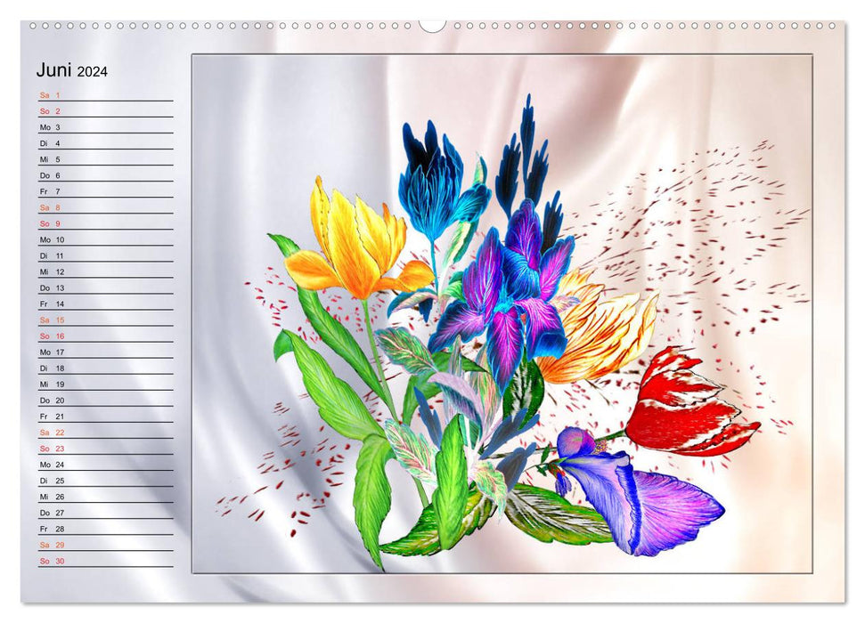 Dessins de fleurs (Calendrier mural CALVENDO Premium 2024) 