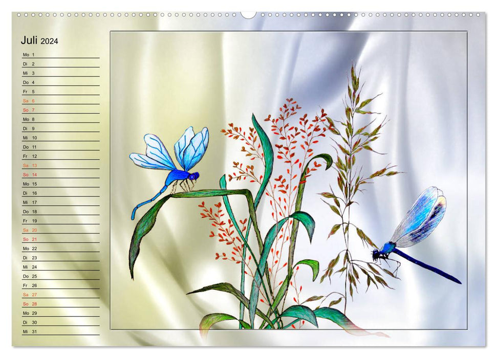 Blumen-Zeichnungen (CALVENDO Premium Wandkalender 2024)