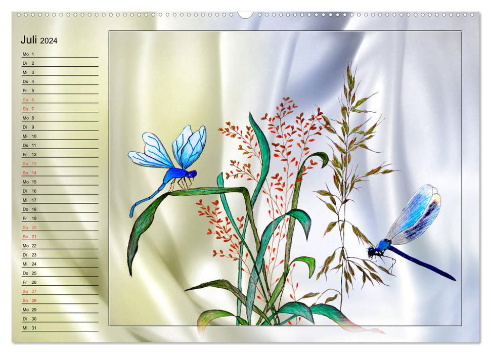 Dessins de fleurs (Calendrier mural CALVENDO Premium 2024) 