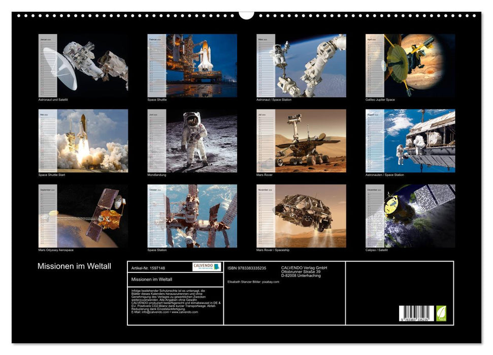 Missions dans l'espace (Calendrier mural CALVENDO 2024) 