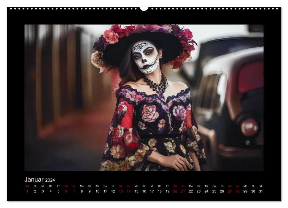 Festliche Dia de Muertos Porträts (CALVENDO Premium Wandkalender 2024)