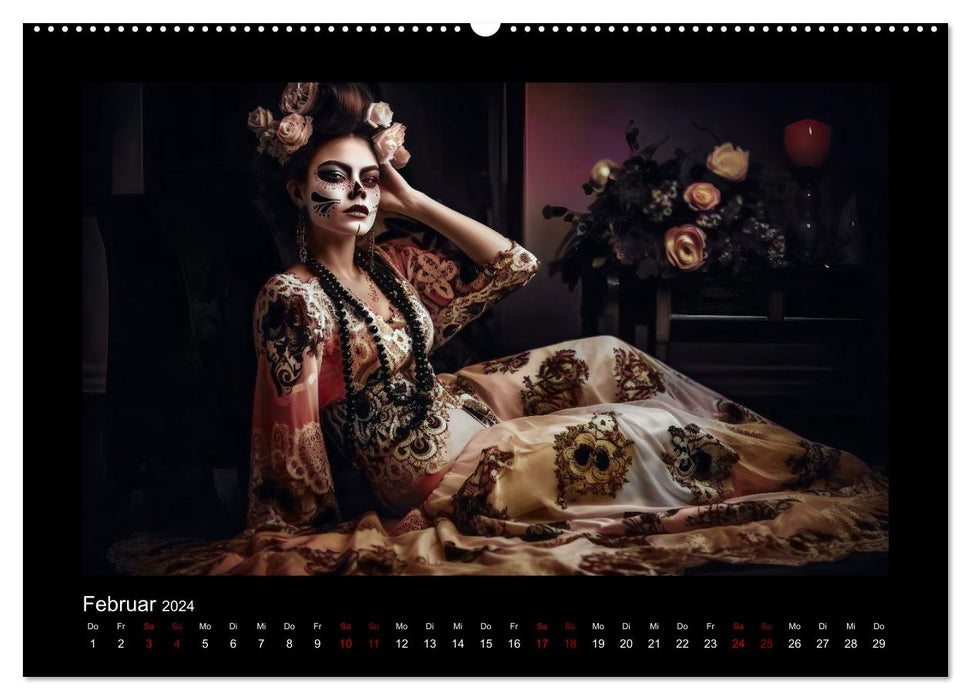 Festliche Dia de Muertos Porträts (CALVENDO Premium Wandkalender 2024)