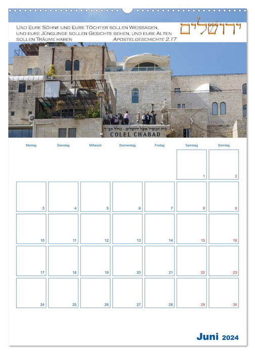 Jerusalem Kalender mit Bibelworten und Planer! (CALVENDO Premium Wandkalender 2024)