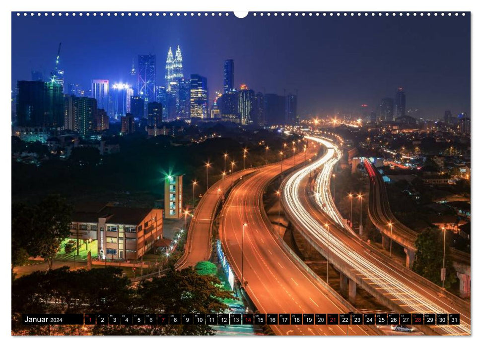 Cities of Southeast Asia - Singapore &amp; Kuala Lumpur (CALVENDO Premium Wall Calendar 2024) 