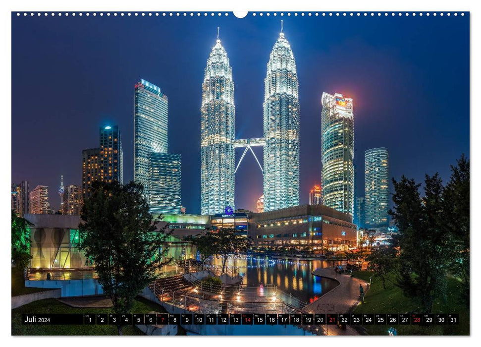 Villes d'Asie du Sud-Est – Singapour et Kuala Lumpur (Calvendo Premium Wall Calendar 2024) 