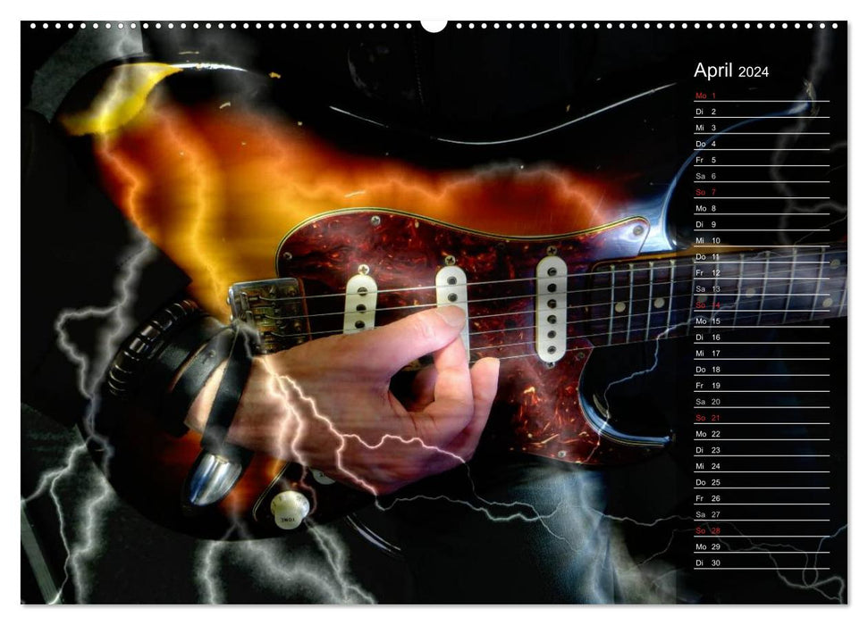 Rockgitarren Power (CALVENDO Wandkalender 2024)