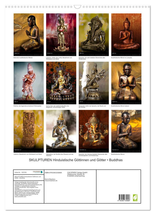 SKULPTUREN Hinduistische Göttinnen und Götter • Buddhas (CALVENDO Wandkalender 2024)