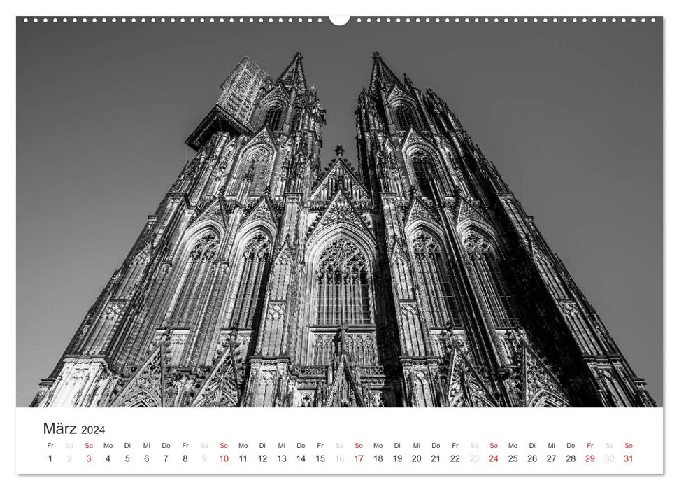 Cologne - vues monochromes (calendrier mural CALVENDO 2024) 