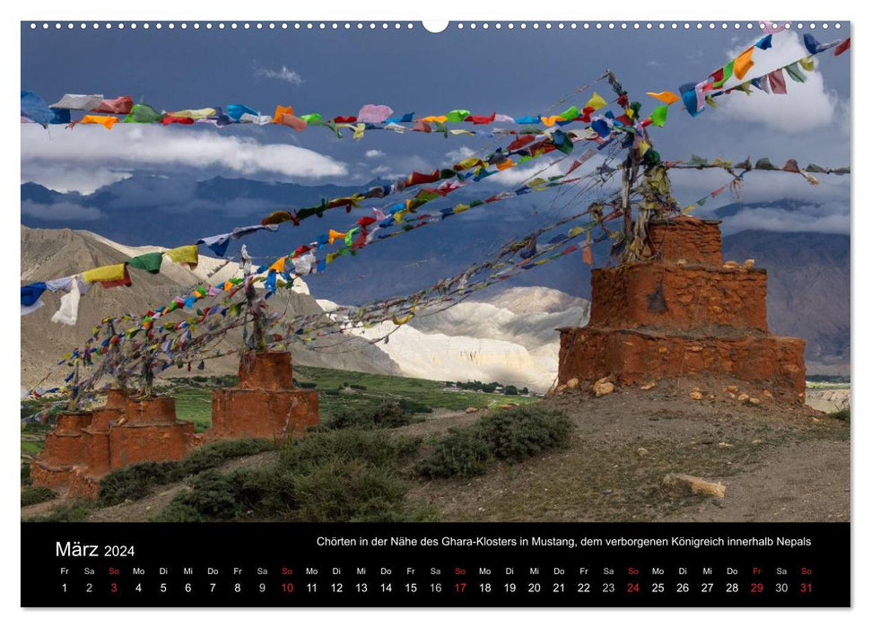 Buddhistische Chörten im Himalaya (CALVENDO Premium Wandkalender 2024)