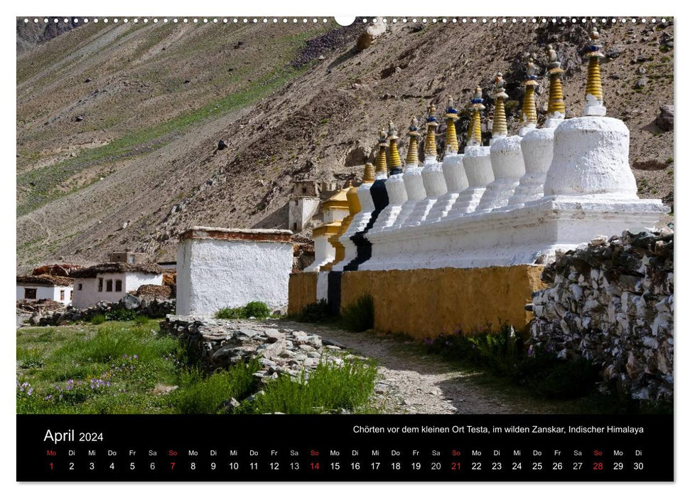 Buddhistische Chörten im Himalaya (CALVENDO Premium Wandkalender 2024)