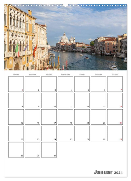 Attraktionen in Venedig / Terminplaner (CALVENDO Premium Wandkalender 2024)