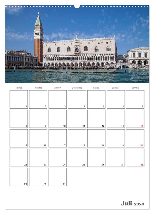 Attraktionen in Venedig / Terminplaner (CALVENDO Premium Wandkalender 2024)