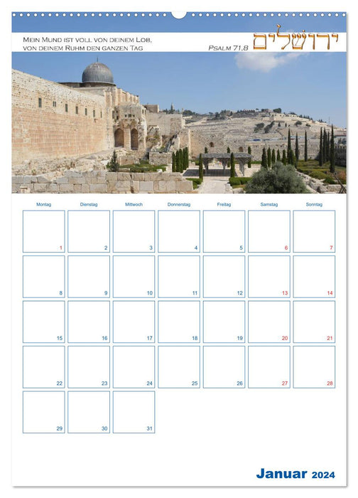 Jerusalem Kalender mit Bibelworten und Planer! (CALVENDO Wandkalender 2024)