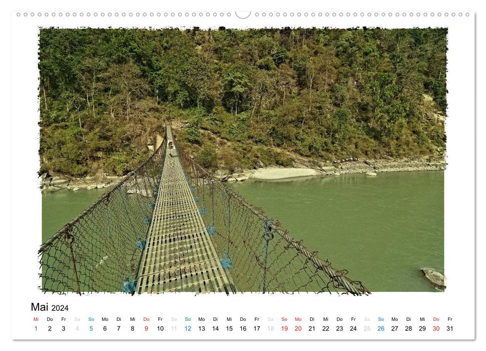 NEPAL GREAT HIMALAYA TRAIL - CULTURE ROUTE (CALVENDO Premium Wall Calendar 2024) 