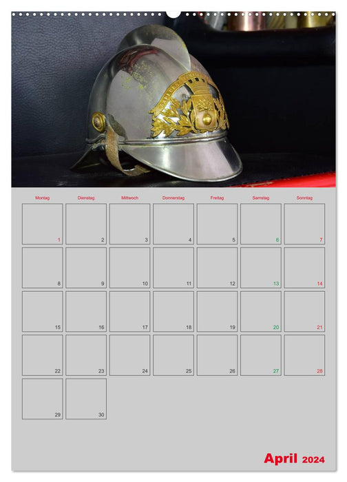 Alte Feuerwehrhelme - Terminplaner (CALVENDO Premium Wandkalender 2024)