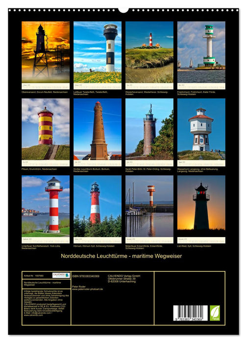 Norddeutsche Leuchttürme - maritime Wegweiser (CALVENDO Premium Wandkalender 2024)