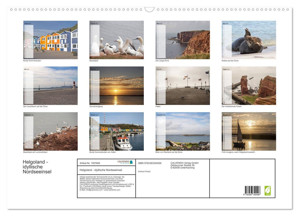 Helgoland - idyllische Nordseeinsel (CALVENDO Wandkalender 2024)