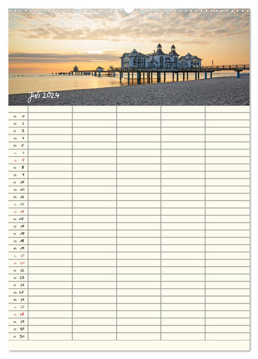 Rügen - Urlaubsparadies an der Ostsee - Familienplaner (CALVENDO Premium Wandkalender 2024)