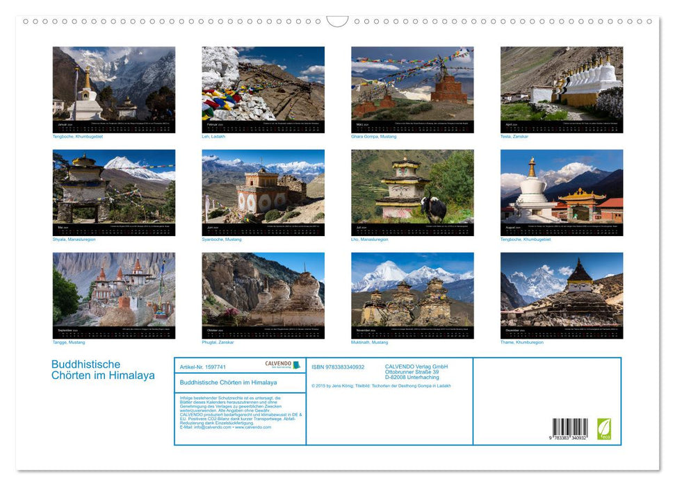 Buddhistische Chörten im Himalaya (CALVENDO Wandkalender 2024)