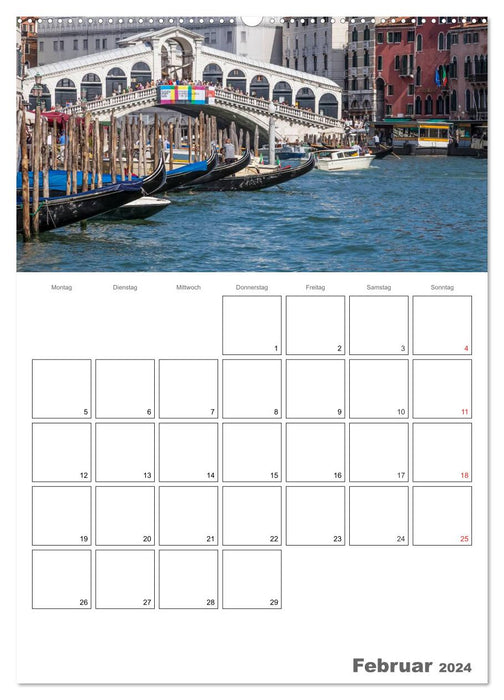 Attractions à Venise / Planificateur de rendez-vous (calendrier mural CALVENDO 2024) 