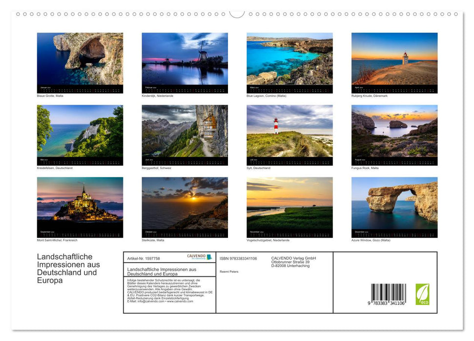 Landschaftliche Impressionen aus Deutschland und Europa (CALVENDO Premium Wandkalender 2024)