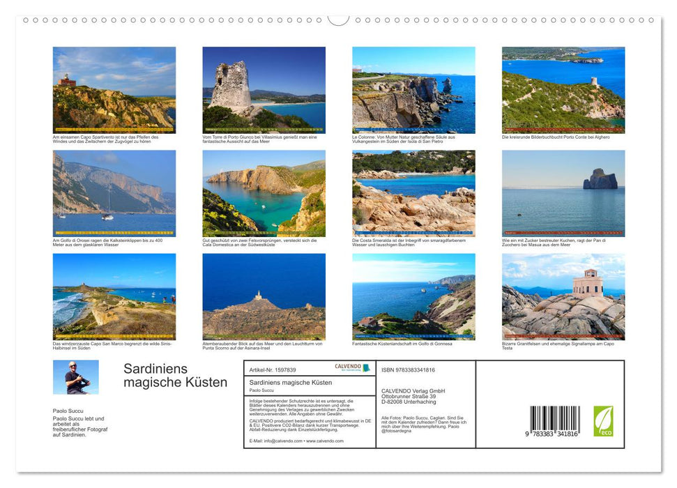 Les côtes magiques de la Sardaigne (Calendrier mural CALVENDO Premium 2024) 