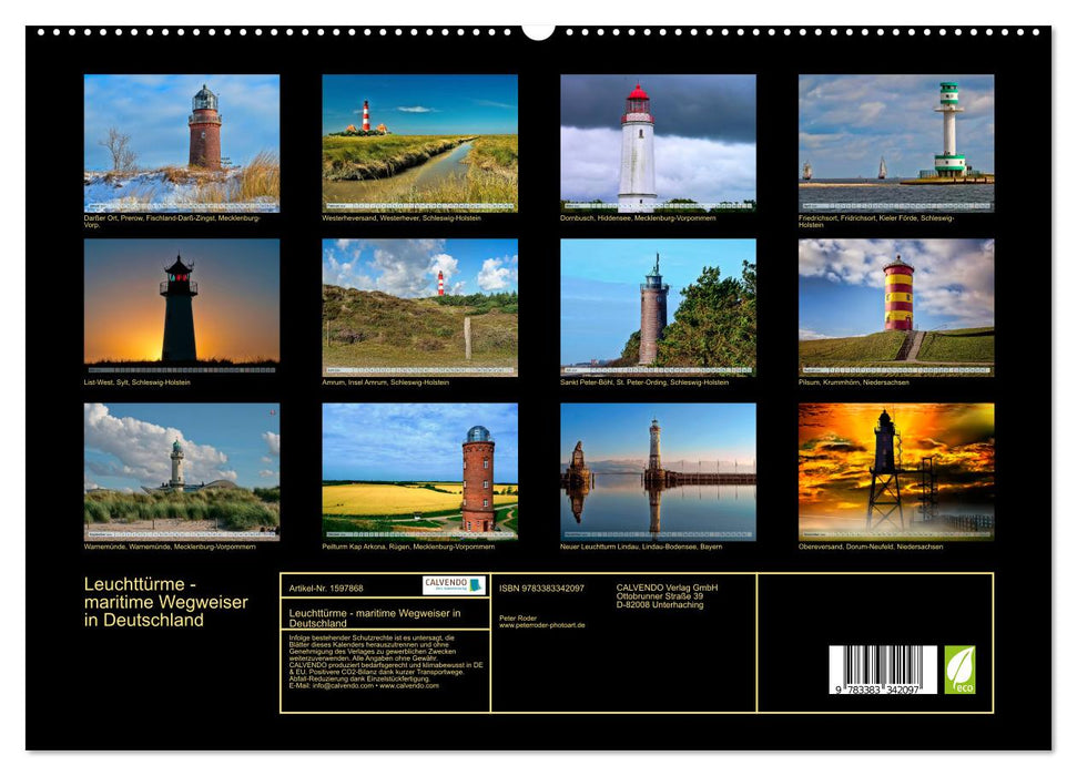 Leuchttürme - maritime Wegweiser in Deutschland (CALVENDO Premium Wandkalender 2024)