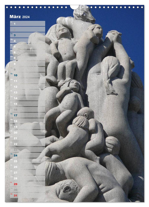 Sculptures du parc Vigeland d’Oslo (calendrier mural CALVENDO 2024) 