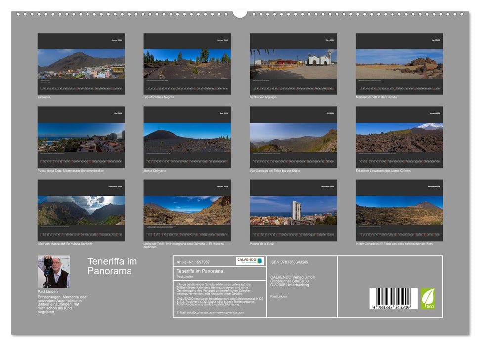Teneriffa im Panorama (CALVENDO Premium Wandkalender 2024)