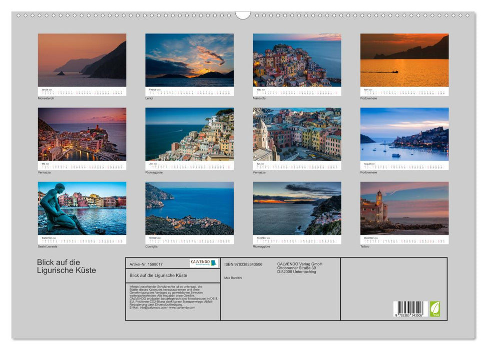 Blick auf die Ligurische Küste (CALVENDO Wandkalender 2024)