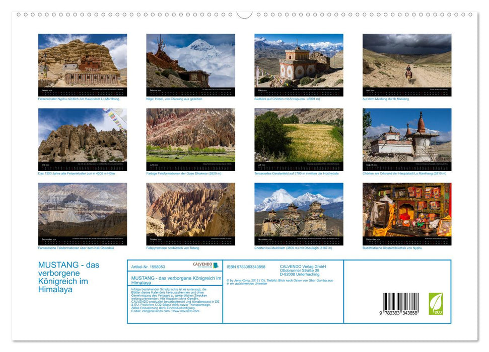 MUSTANG - the hidden kingdom in the Himalayas (CALVENDO Premium Wall Calendar 2024) 