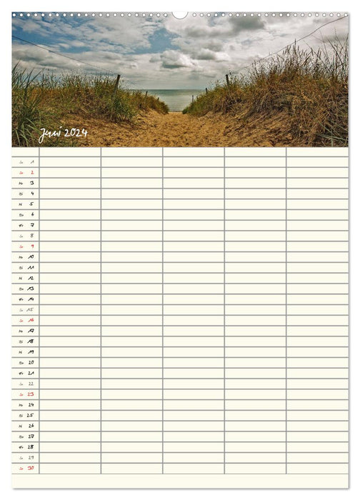 Rügen - paradis de vacances sur la mer Baltique - planificateur familial (calendrier mural CALVENDO 2024) 