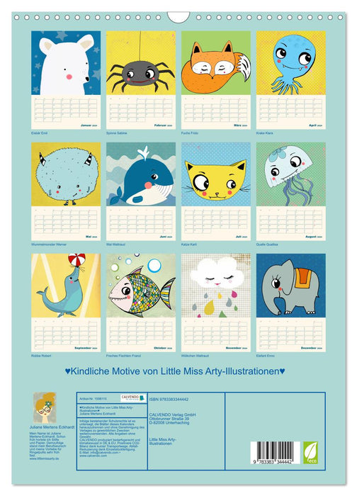 Childish motifs from Little Miss Arty - illustrations! (CALVENDO wall calendar 2024) 
