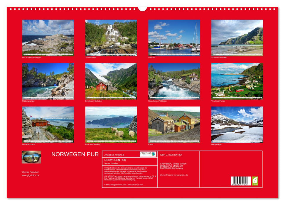 Norvège PUR (calendrier mural CALVENDO 2024) 