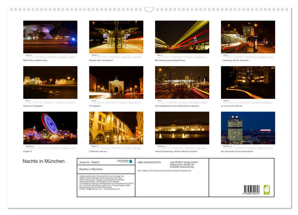 At night in Munich (CALVENDO wall calendar 2024) 