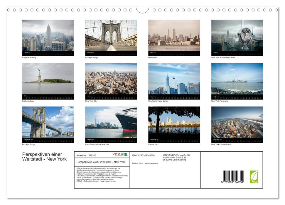 Perspectives d'une ville globale - New York (Calendrier mural CALVENDO 2024) 