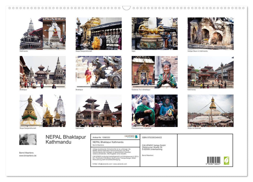 NÉPAL Bhaktapur Katmandou (Calendrier mural CALVENDO 2024) 