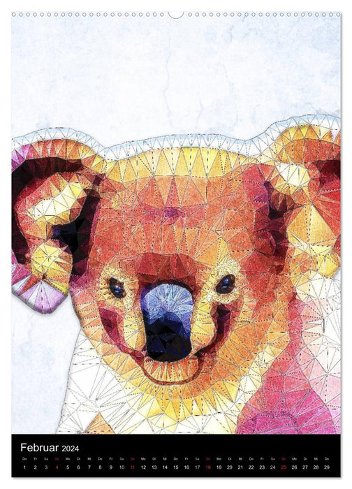 Animaux abstraits – Art à faible polygone (Calvendo Premium Wall Calendar 2024) 