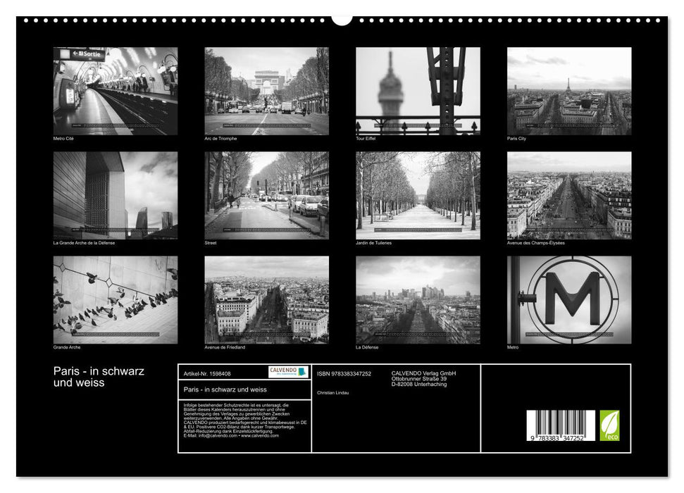 Paris - in black and white (CALVENDO Premium Wall Calendar 2024) 