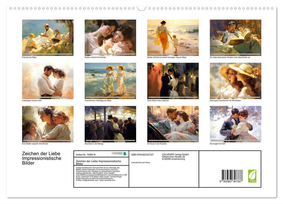 Zeichen der Liebe Impressionistische Bilder (CALVENDO Premium Wandkalender 2024)