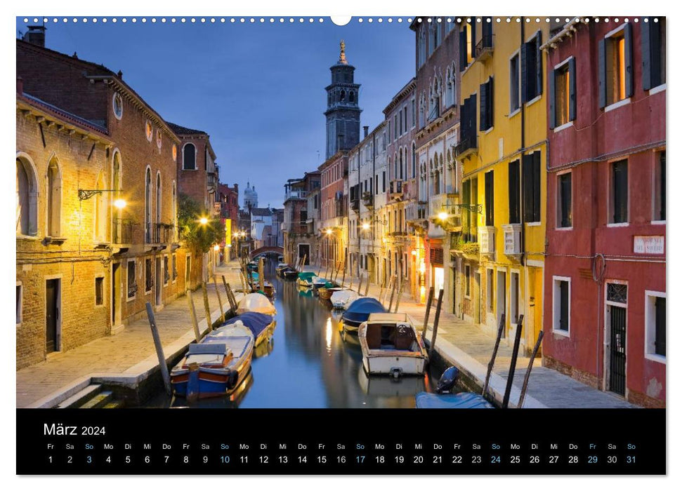 Venedig bei Nacht 2024 (CALVENDO Premium Wandkalender 2024)
