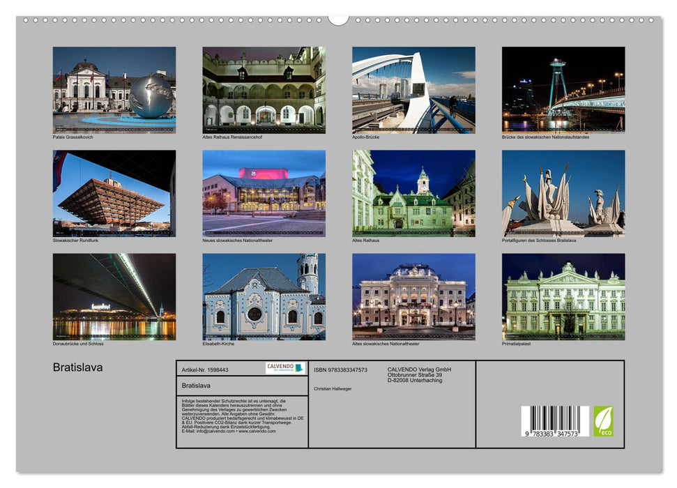 Donaumetropole Bratislava (CALVENDO Premium Wandkalender 2024)
