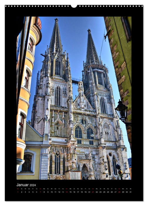 Alleys and towers in Regensburg (CALVENDO Premium Wall Calendar 2024) 