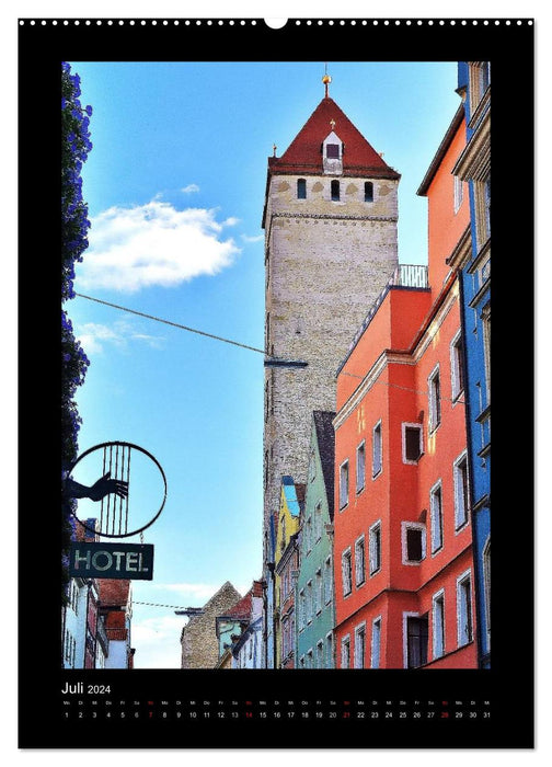 Alleys and towers in Regensburg (CALVENDO Premium Wall Calendar 2024) 