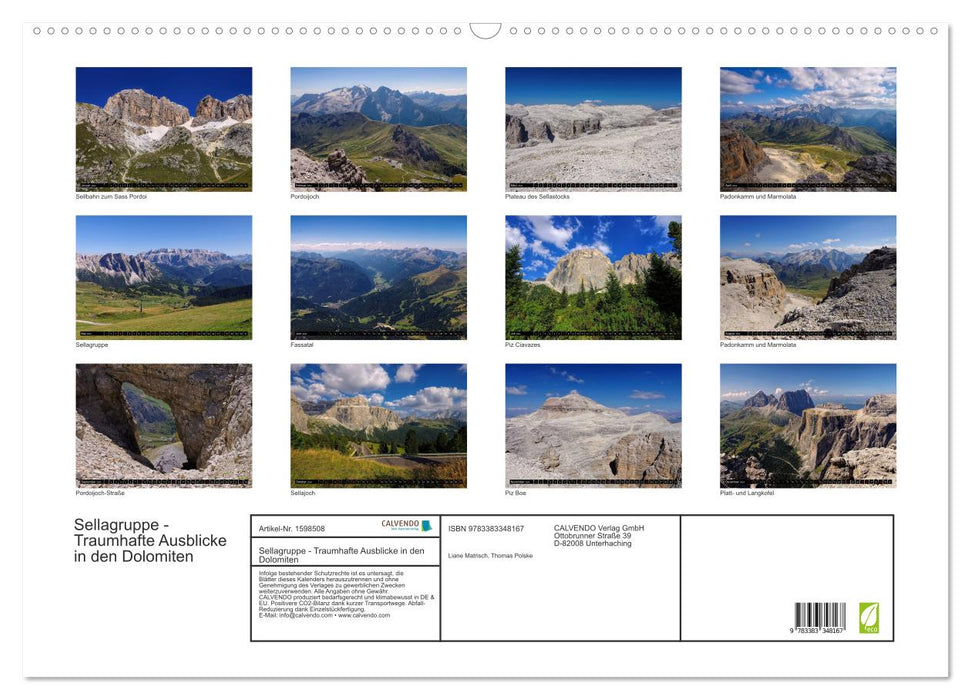 Sella Group - Vues fantastiques sur les Dolomites (Calendrier mural CALVENDO 2024) 