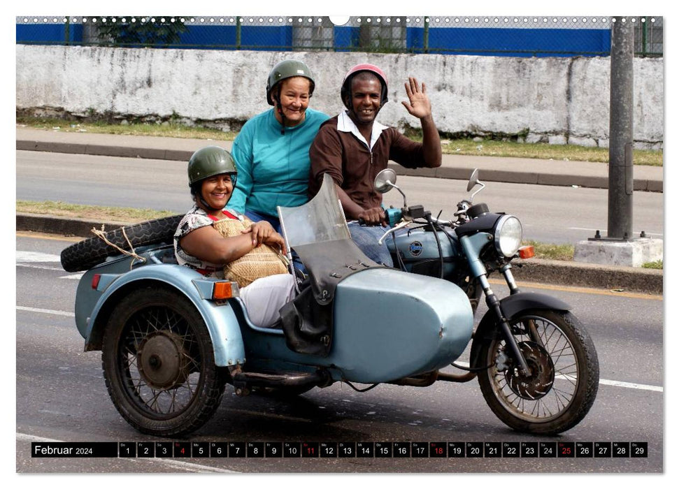 Motorrad-Gespanne in Kuba (CALVENDO Premium Wandkalender 2024)
