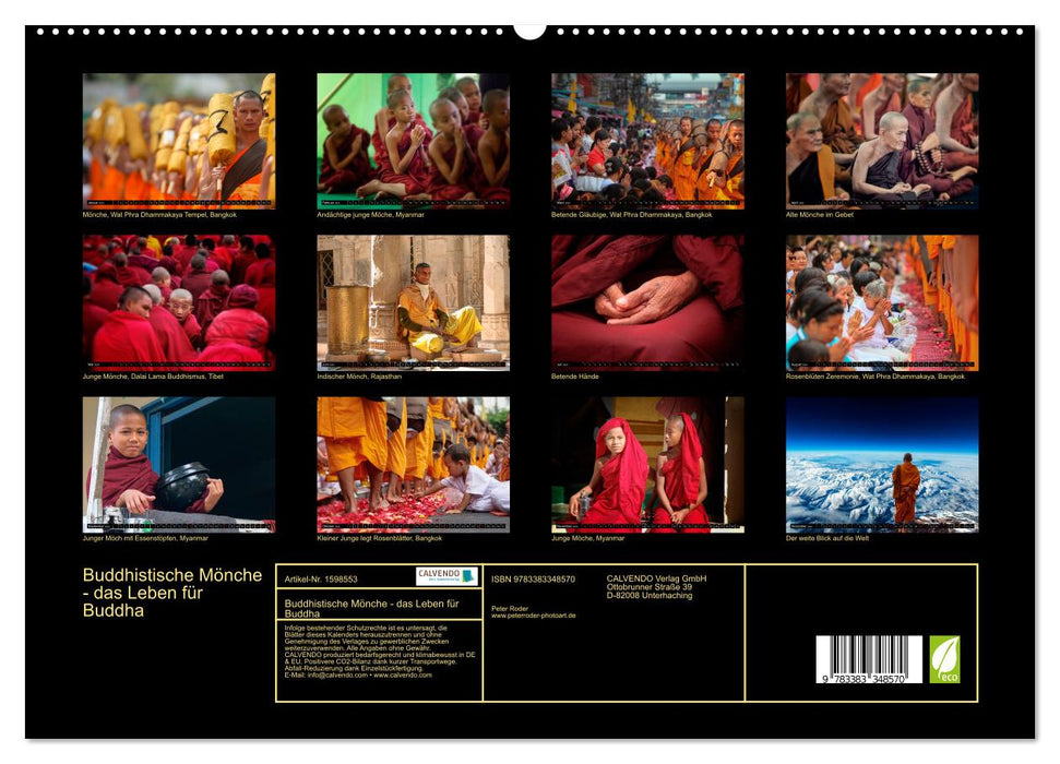 Moines bouddhistes - la vie de Bouddha (Calvendo Premium Wall Calendar 2024) 