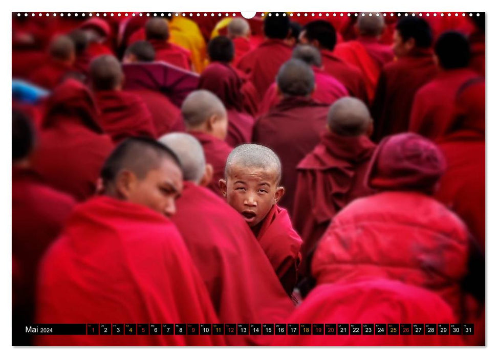 Buddhistische Mönche - das Leben für Buddha (CALVENDO Premium Wandkalender 2024)