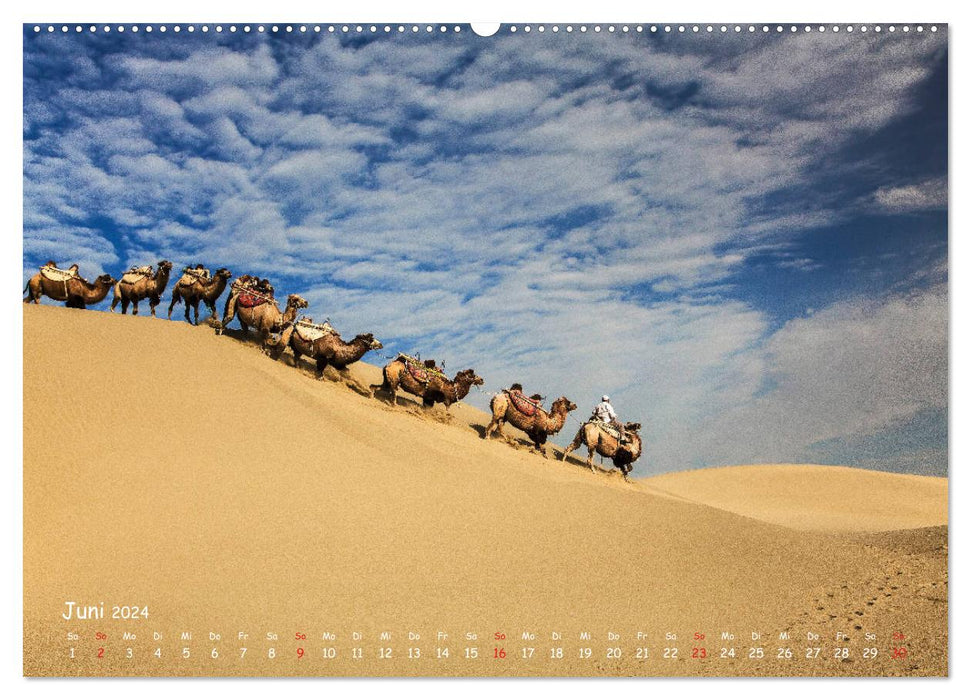 On the road in the Taklamakan Desert (CALVENDO Premium Wall Calendar 2024) 